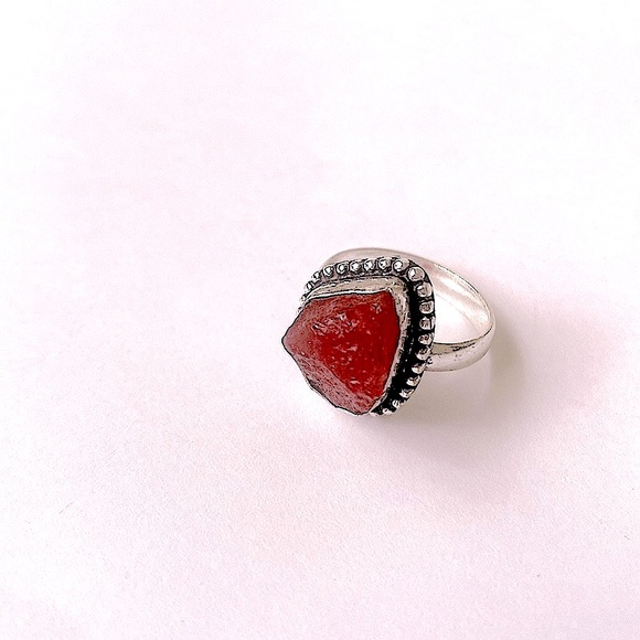 3/4 inch rough Carnelian 925 marked ring size 7 - Picture 3 of 5